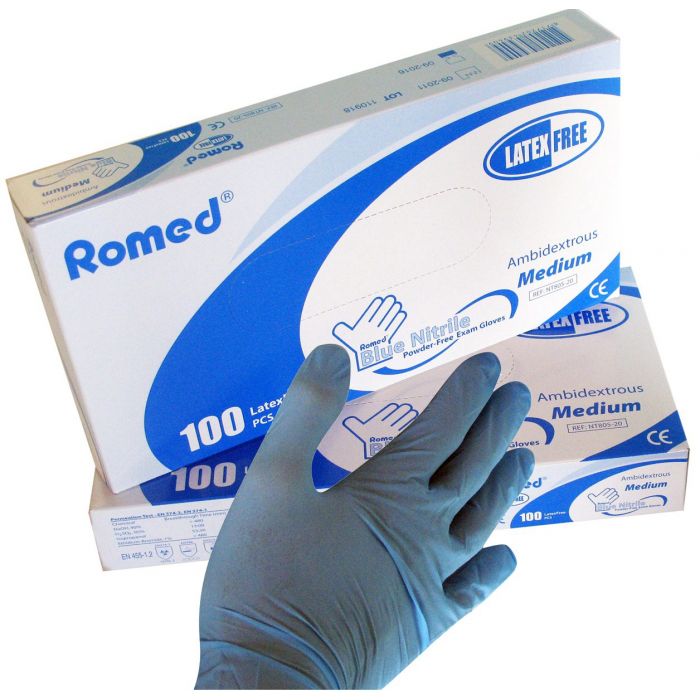 Romed Nitrile Premium 100 stuks - Blauw Poedervrij - L en XL main product photo