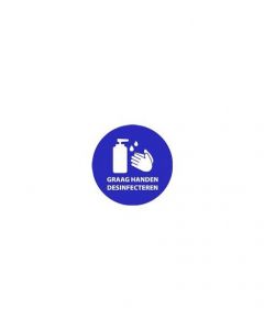Attentie Sticker - ''Graag handen desinfecteren''