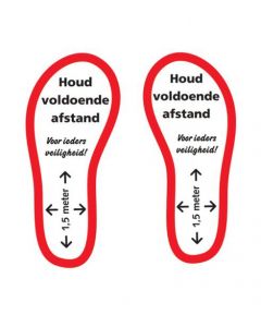 Vloersticker Voetafdruk - ''Houd voldoende afstand''