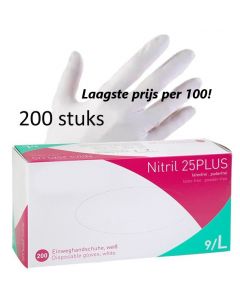 BG Nitrile Plus 200 stuks - Wit Poedervrij - Large BG Nitrile Plus 200 stuks - Wit Poedervrij - Large